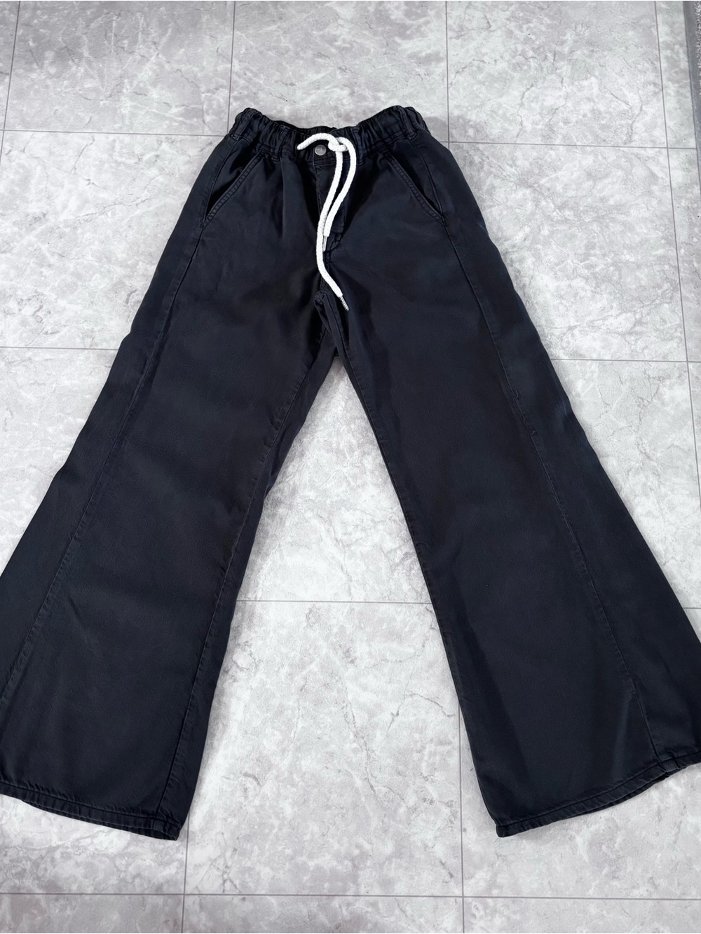 PILCRO by Anthropologie Super Flare Cotton/ Tencel Pants Charcoal Size XXS (2